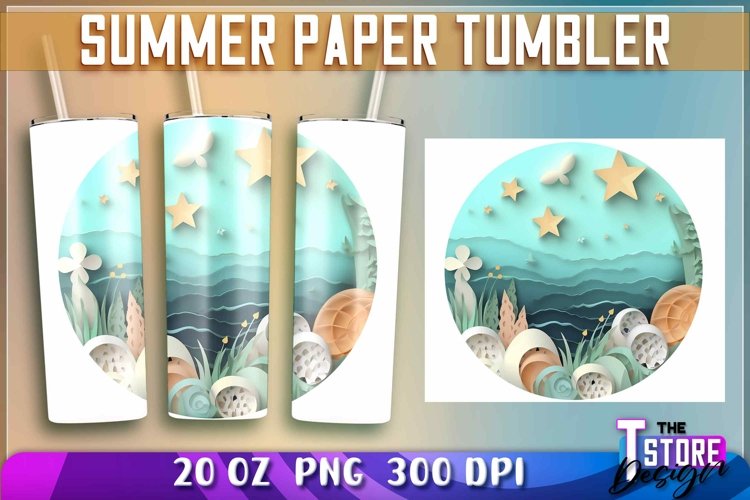 Summer Paper Tumblers Wrap 20 oz. | PNG Sublimation