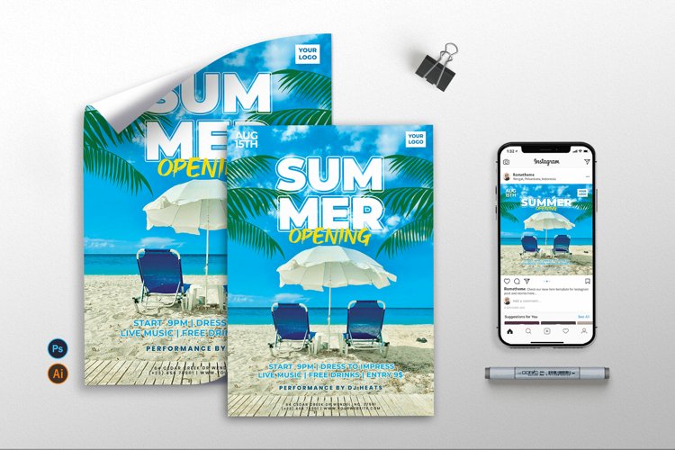 Summer Party vol.2 - Flyer, Poster, Instagram Post RB