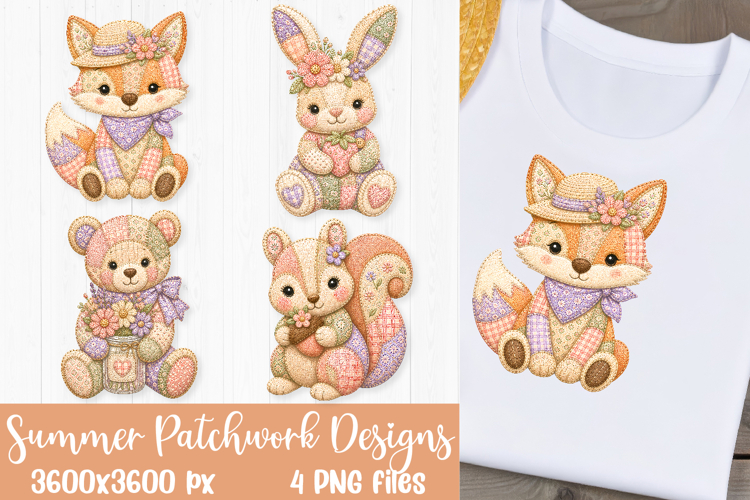 Summer Patchwork Animal Sublimation Designs PNG Files
