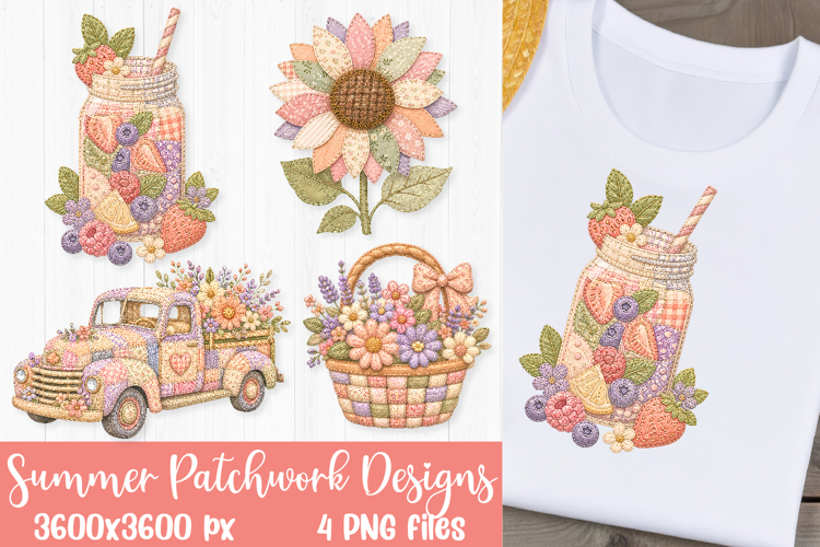 Summer Patchwork | 4 PNG Sublimation Designs