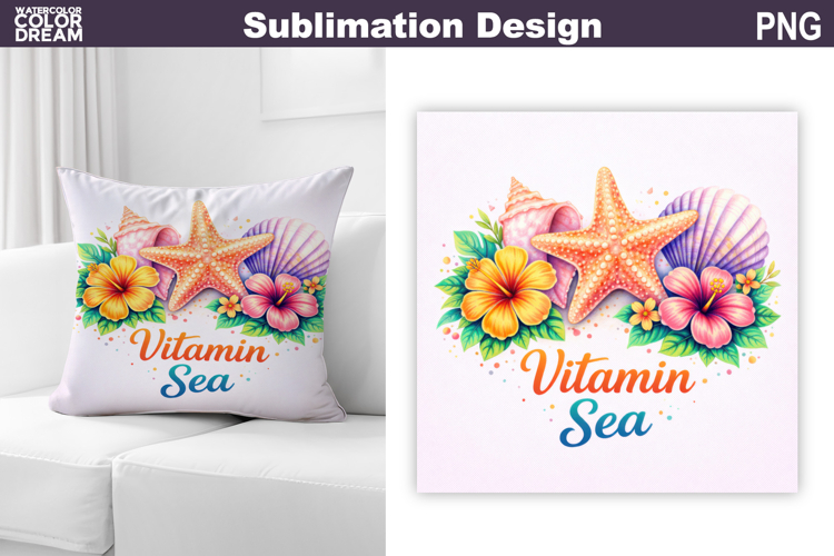 Seashell Beach Sublimation | Tropical Summer Pillow