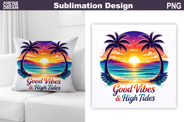 Beach Sunset Tropical Sublimation | Summer Quote Pillow