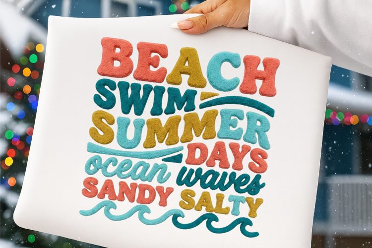 Summer PNG, Faux Yarn Crochet Beach Vibes Png