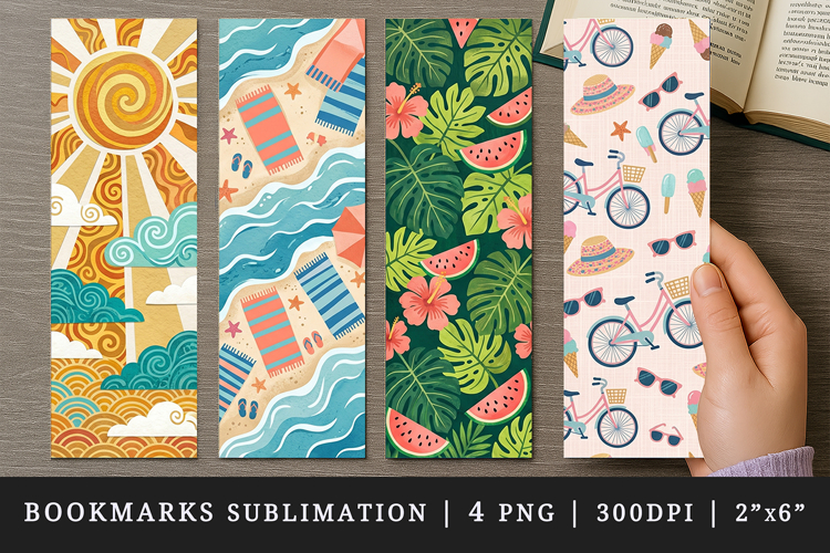 Summer bookmarks printable sublimation bookmark design