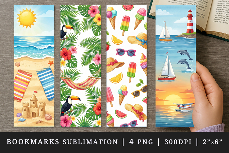 Summer bookmarks printable sublimation bookmark design