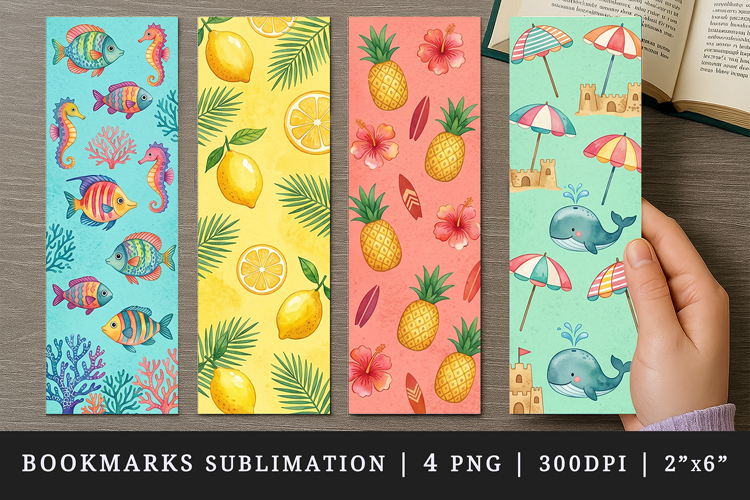 Summer bookmarks printable sublimation bookmark design