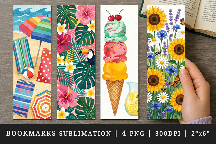 Summer bookmarks printable sublimation bookmark design