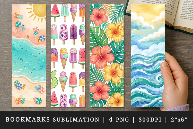 Summer bookmarks printable sublimation bookmark design