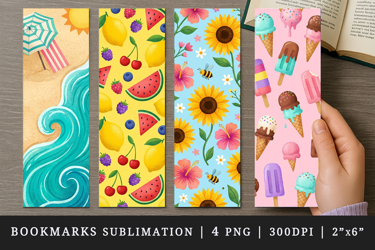 Summer bookmarks printable sublimation bookmark design