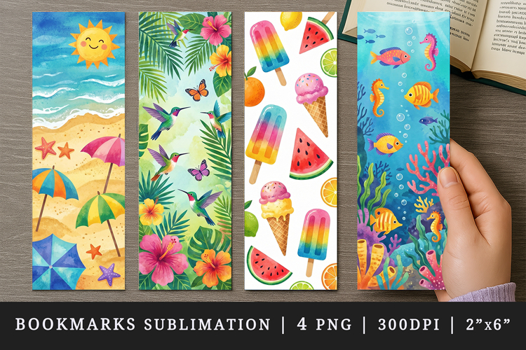 Summer bookmarks printable sublimation bookmark design