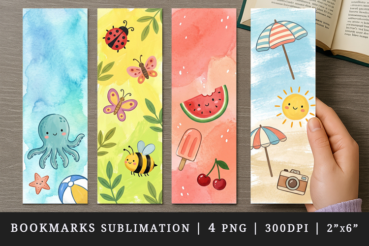 Summer bookmarks printable sublimation bookmark design