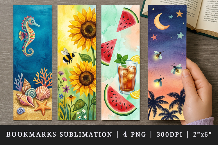 Summer bookmarks printable sublimation bookmark design