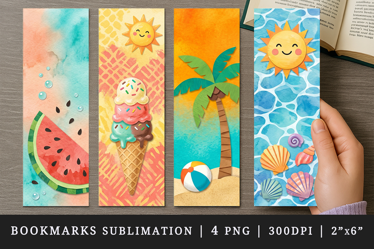 Summer bookmarks printable sublimation bookmark design