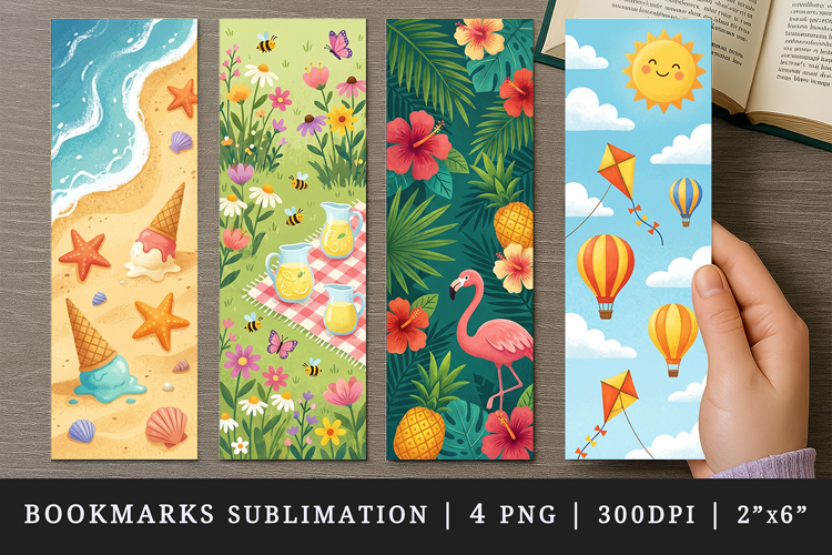 Summer bookmarks printable sublimation bookmark design