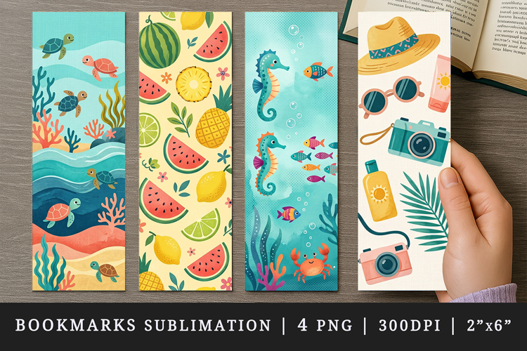 Summer bookmarks printable sublimation bookmark design