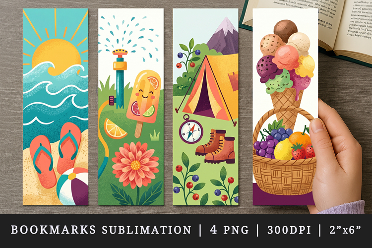 Summer bookmarks printable sublimation bookmark design