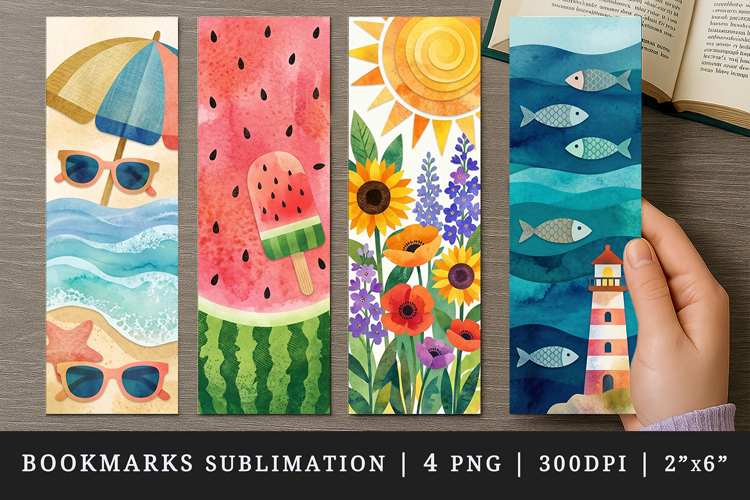Summer bookmarks printable sublimation bookmark design