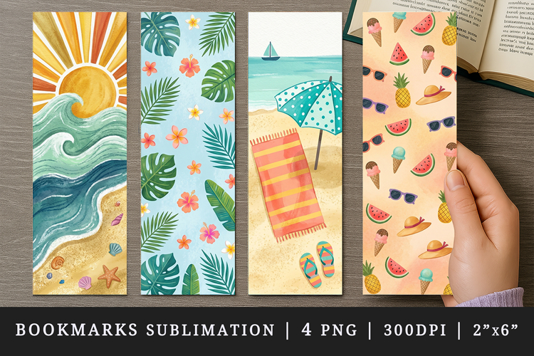 Summer bookmarks printable sublimation bookmark design