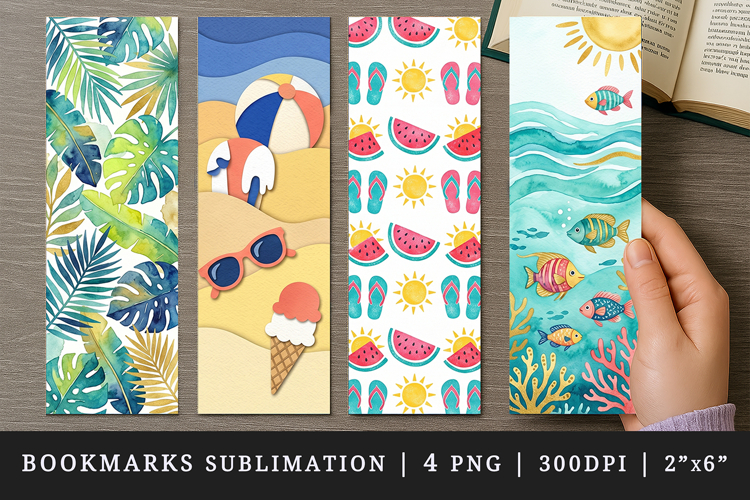 Summer bookmarks printable sublimation bookmark design