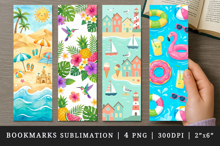 Summer bookmarks printable sublimation bookmark design