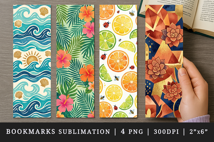 Summer bookmarks printable sublimation bookmark design