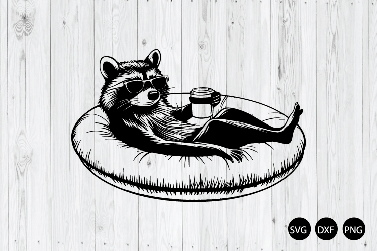 Summer Raccoon Relaxing on Pool Float SVG, Raccoon SVG