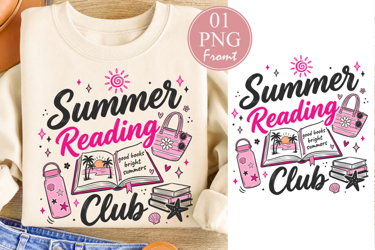 Summer Reading Club PNG, Book Lover Sublimation Design