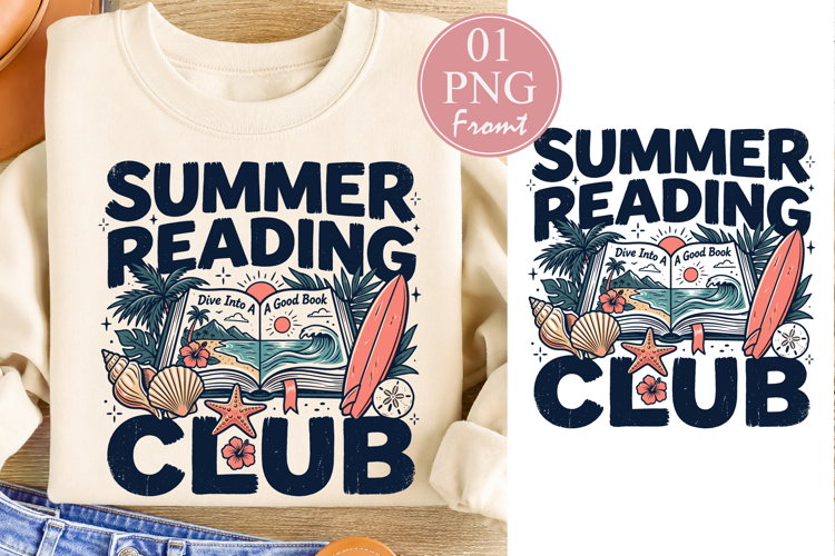 Summer Reading PNG, Dive Into A Good Book Sublimation