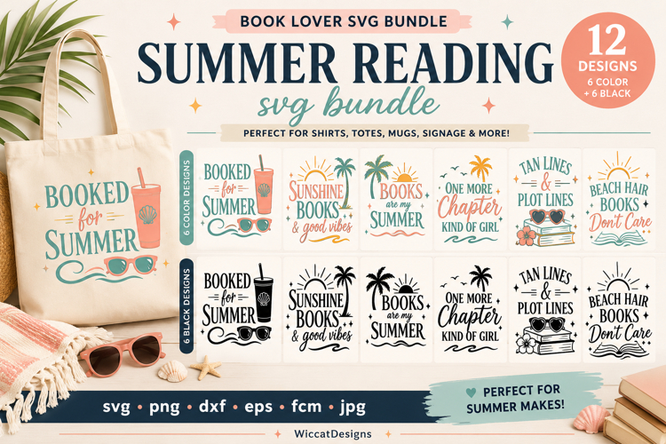 Summer Reading SVG Bundle, Book Lover SVG Designs, Beach Boo
