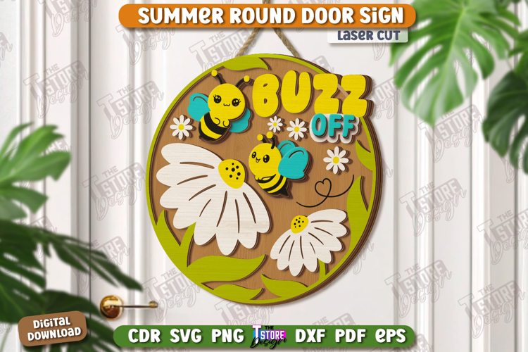 Summer Round Sign Laser Cut | Round Wall Sign | Porch Sign