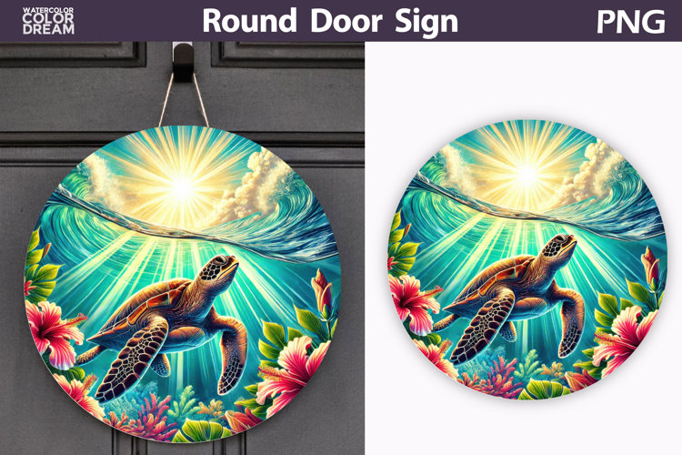Ocean Sea Turtle Door Sign | Tropical Beach Decor