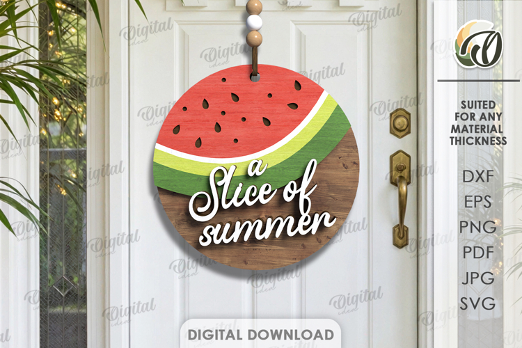 3D Summer Round Sign Laser Cut. A slice of summer SVG