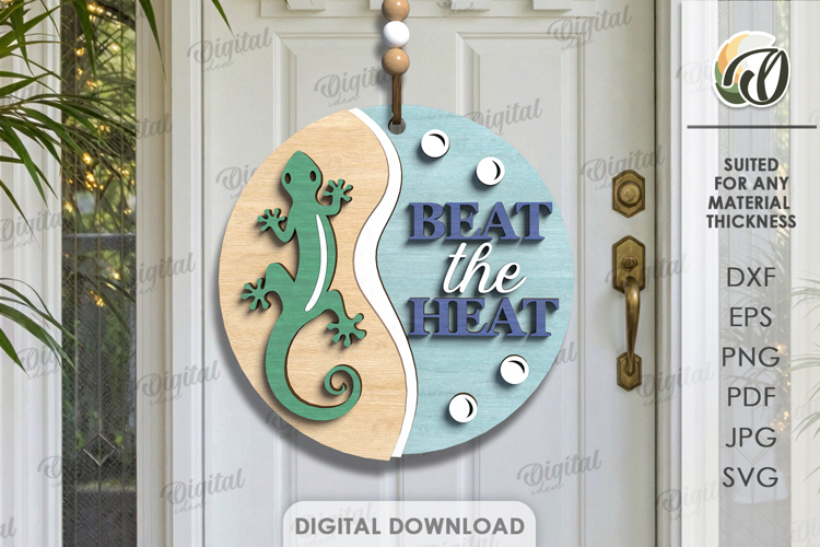 3D Summer Round Sign Laser Cut. Beat the heat SVG