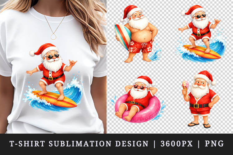 Summer Santa t-shirt printable sublimation design png