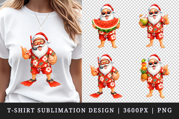 Summer Santa t-shirt printable sublimation design png