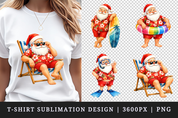 Summer Santa t-shirt printable sublimation design png