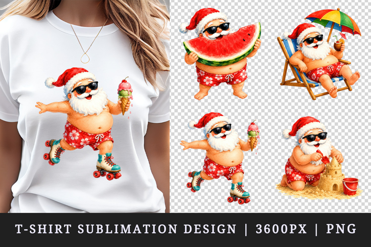 Summer Santa t-shirt printable sublimation design png