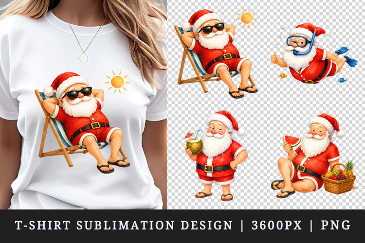 Summer Santa t-shirt printable sublimation design png