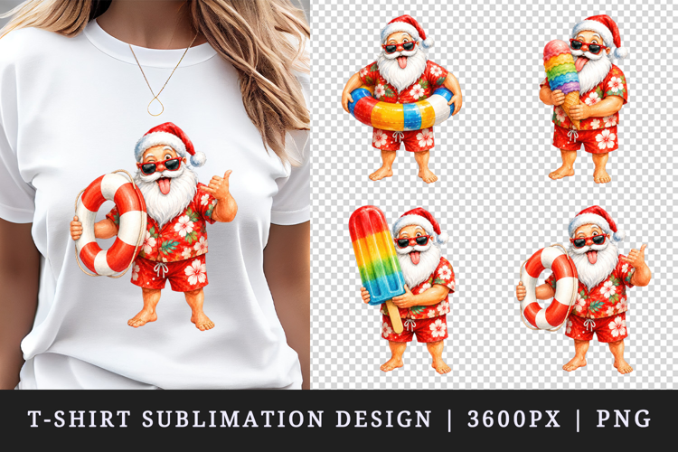 Summer Santa t-shirt printable sublimation design png