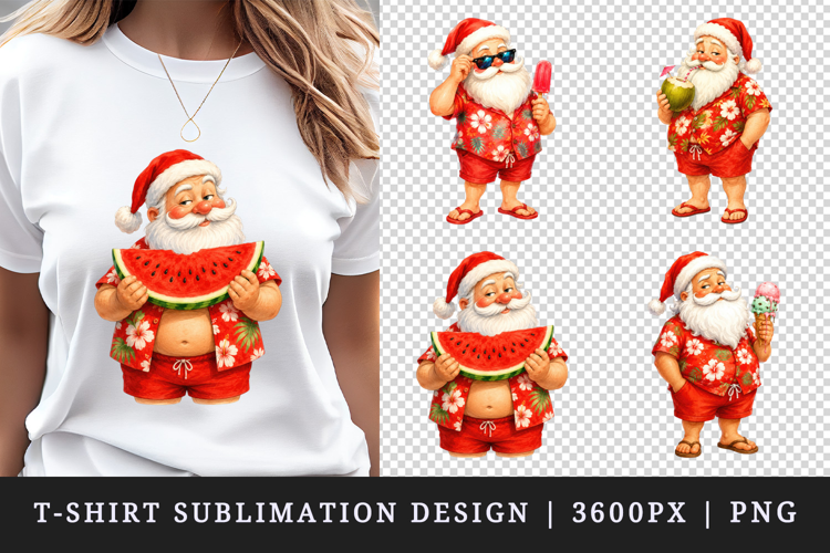Summer Santa t-shirt printable sublimation design png