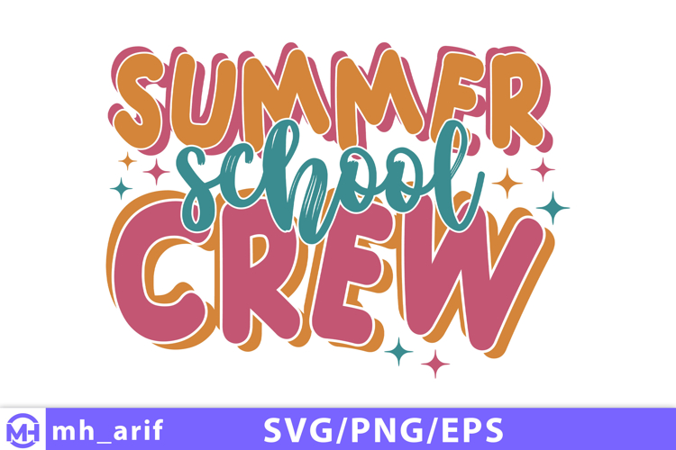 Summer School Crew SVG Groovy Teacher PNG SVG Design