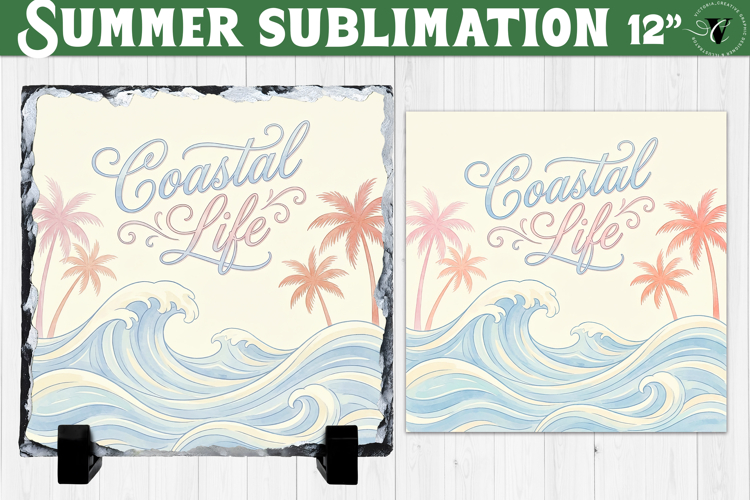 Coastal life Sublimation PNG | Summer Beach Slate Design