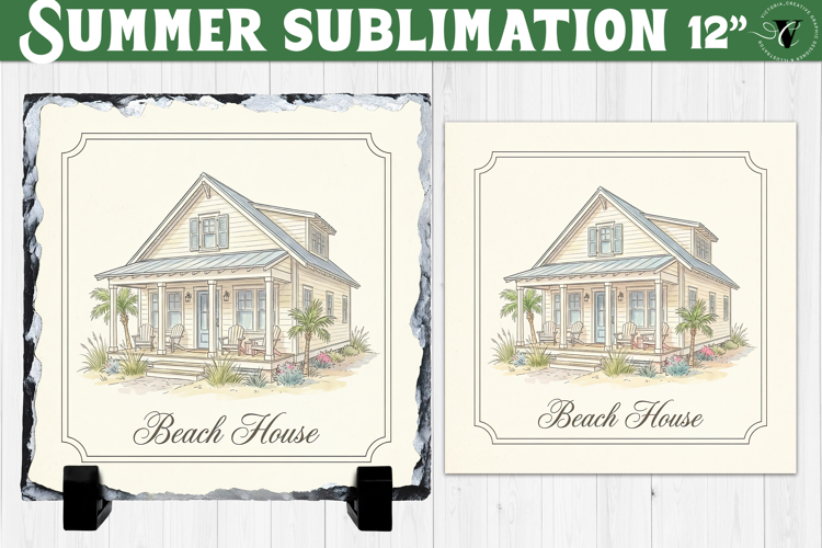 Beach house Sublimation PNG | Summer Beach Slate Design