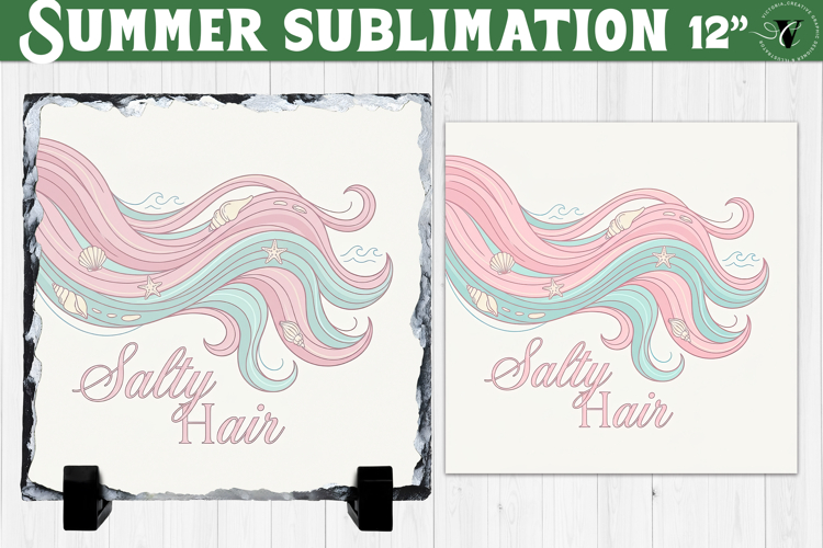 Salty hair Sublimation | Summer Beach Slate Design