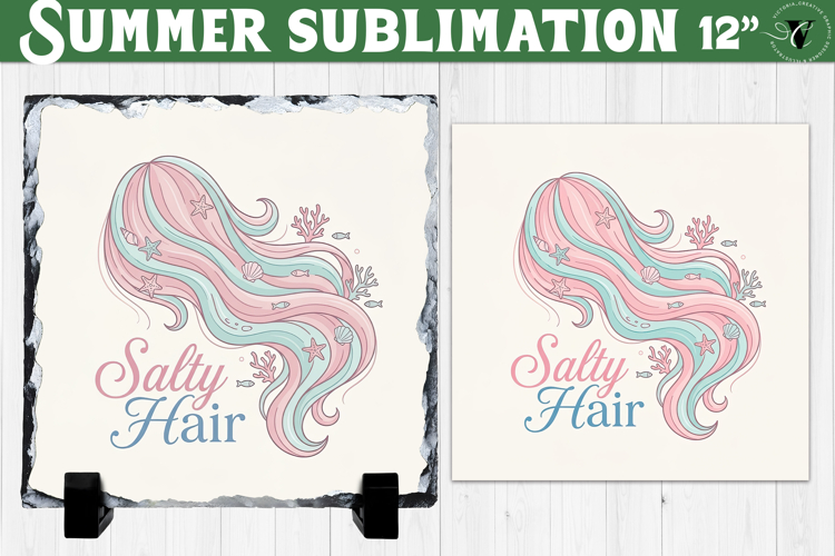 Salty hair Sublimation | Summer Beach Slate Design