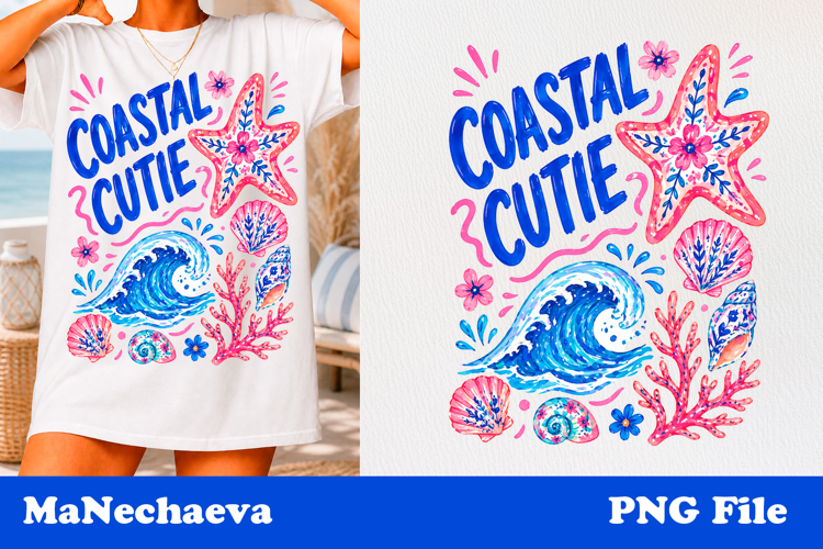 Summer Coastal Sublimation | Coastal Cutie Wave PNG