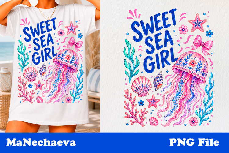 Summer Coastal Sublimation | Sweet Sea Girl PNG example image 1