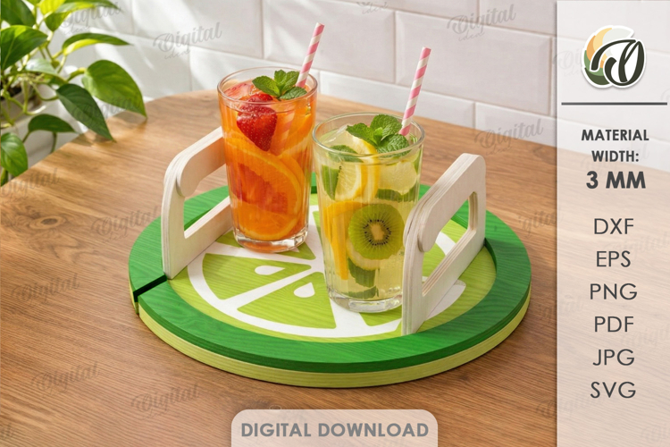 Summer Kitchen Serving Tray Laser Cut. Drink Tray SVG