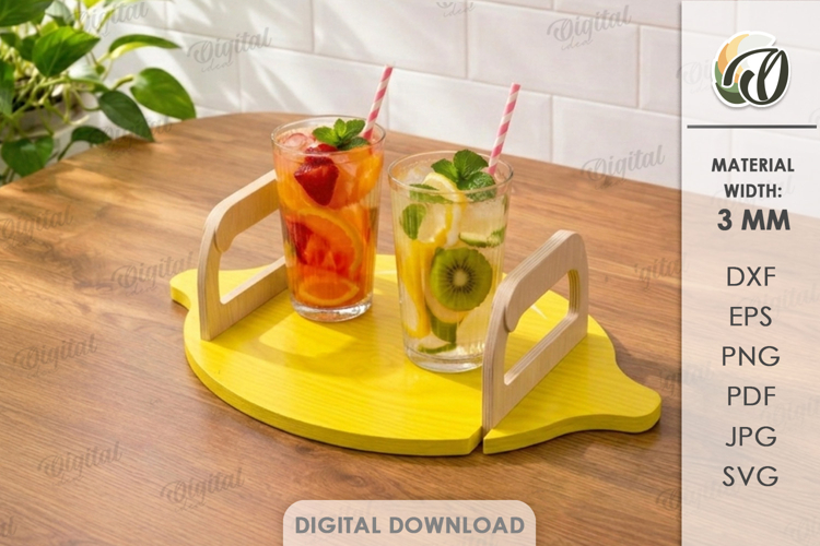 Summer Kitchen Serving Tray Laser Cut. Drink Tray SVG