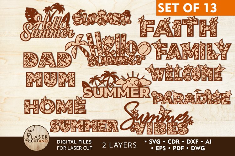 SUMMER Bundle Laser Cut Files and Scrapbooking Template